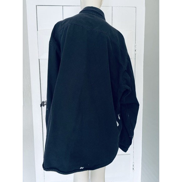 Carhartt S296 BLK Canvas Flannel Lined Snap Shirt Jacket‎ Black  2XL Distressed - Picture 2 of 8